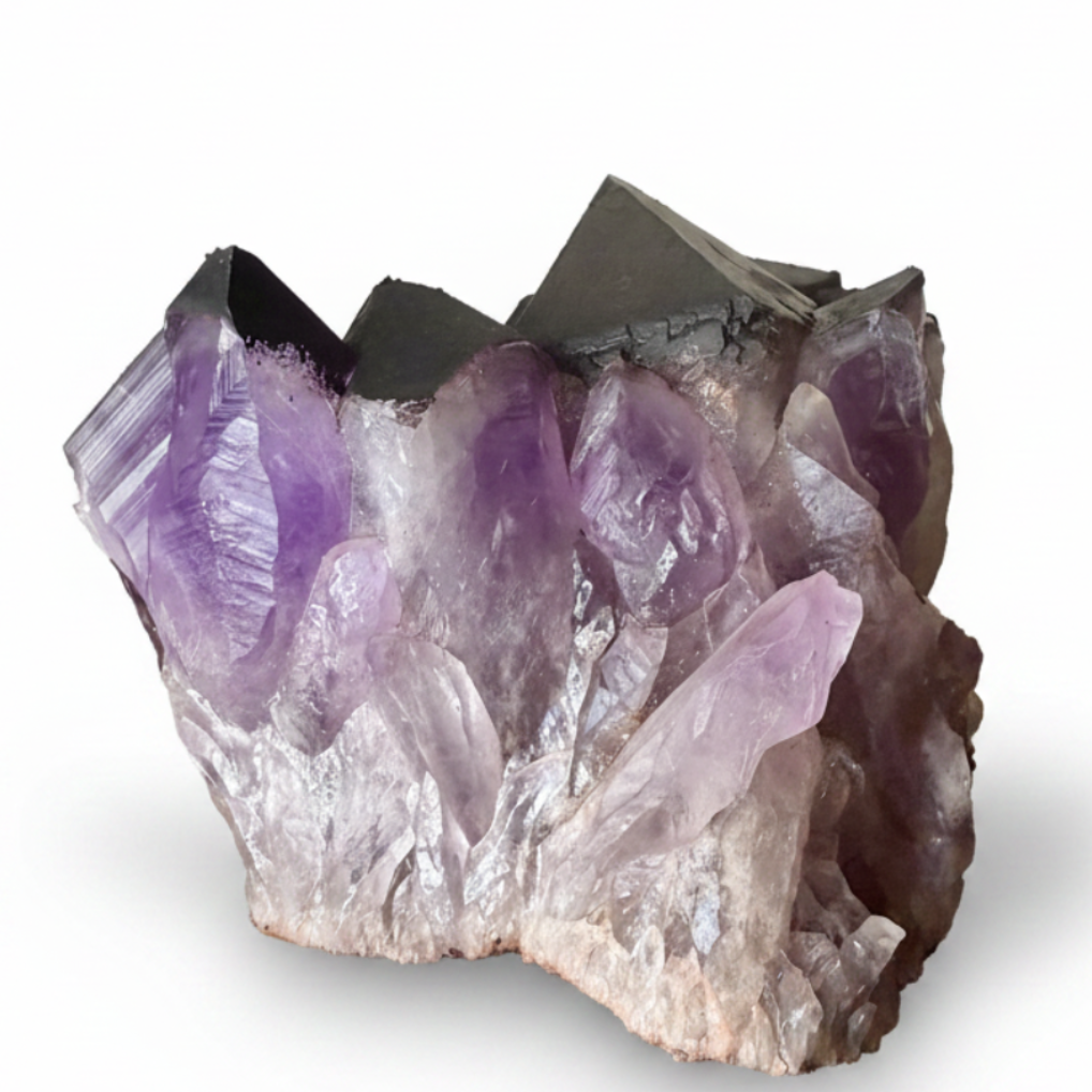 Amethyst with hemimorphite tips