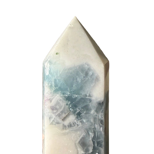 Blue Fluorite in Quartz Tower