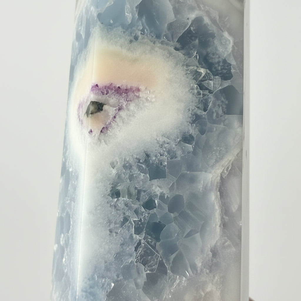 Blue Fluorite in Quartz Tower