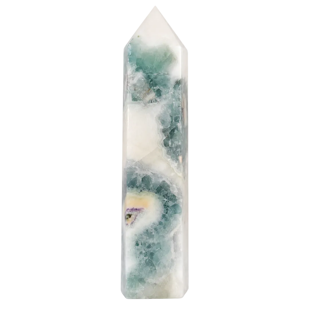 Blue Fluorite in Quartz Tower